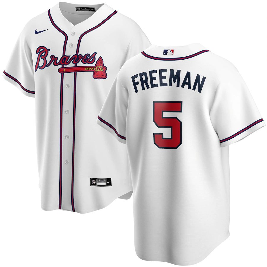 Youth Atlanta Braves #5 Freddie Freeman Nike White Home Replica Player MLB Jerseys